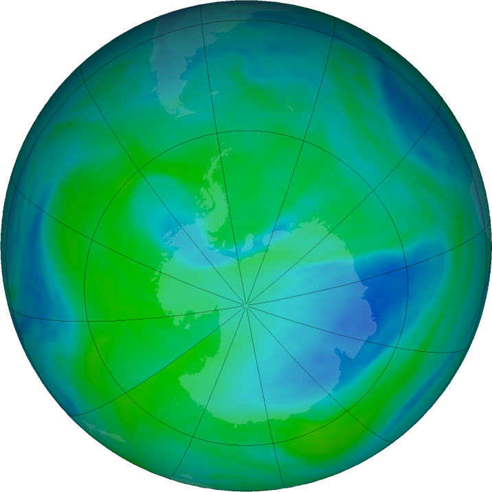 Antarctic ozone map for 19 December 2022